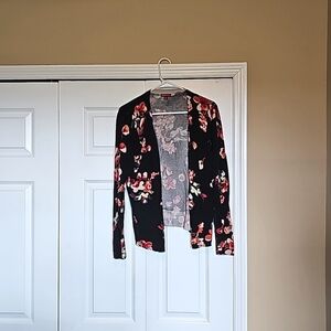 Merona black floral lightweight cardigan